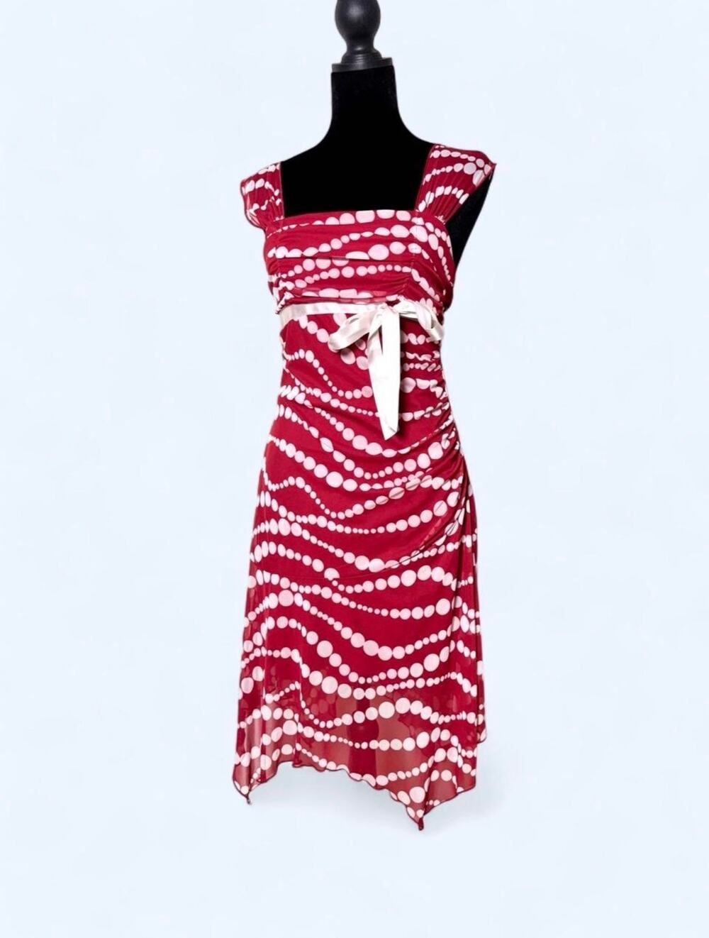 Vtg Y2K XOXO Red Babydoll Sharkbite Hem Babydoll Fairycore Dress